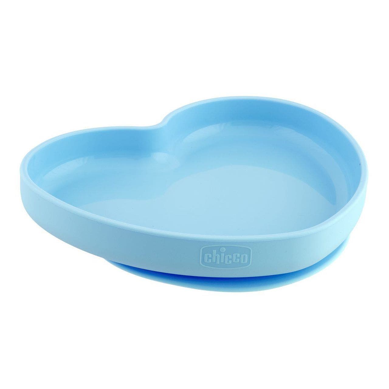 Chicco Assiette en silicone en forme de cœur avec ventouse - Bleu clair