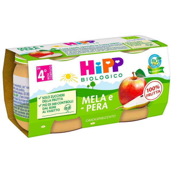 Hipp Purée de pomme et poire 2 x 80 g 4 mois+