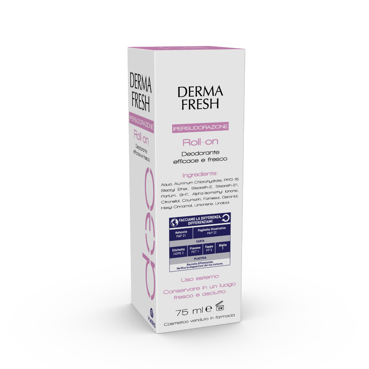Dermafresh Ipersudorazione Roll-On 75ml Antitraspirante Efficace