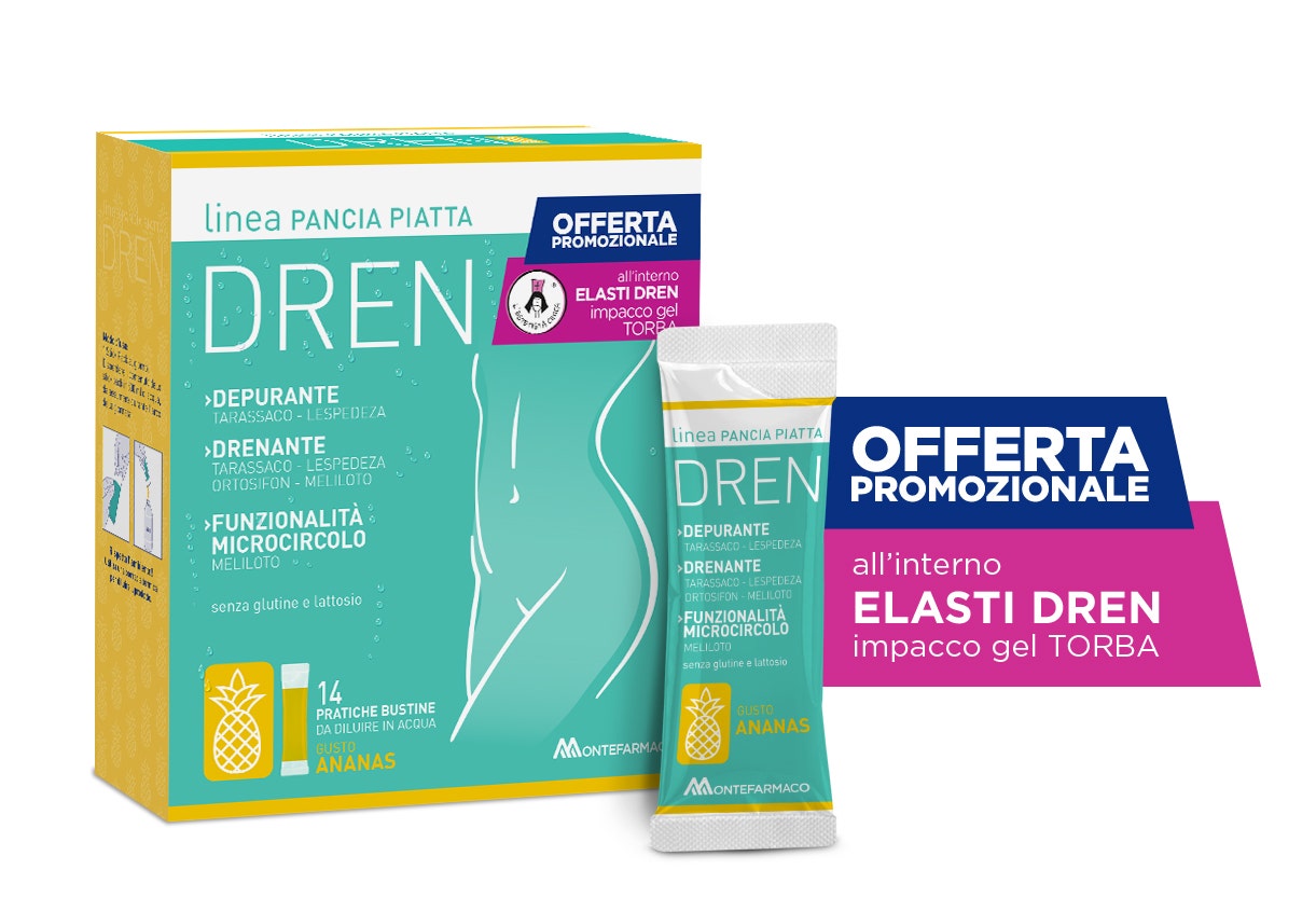 Pancia Piatta Dren Ananas 14 Bustine Stick Pack + Impacco Gel Torba 100ml