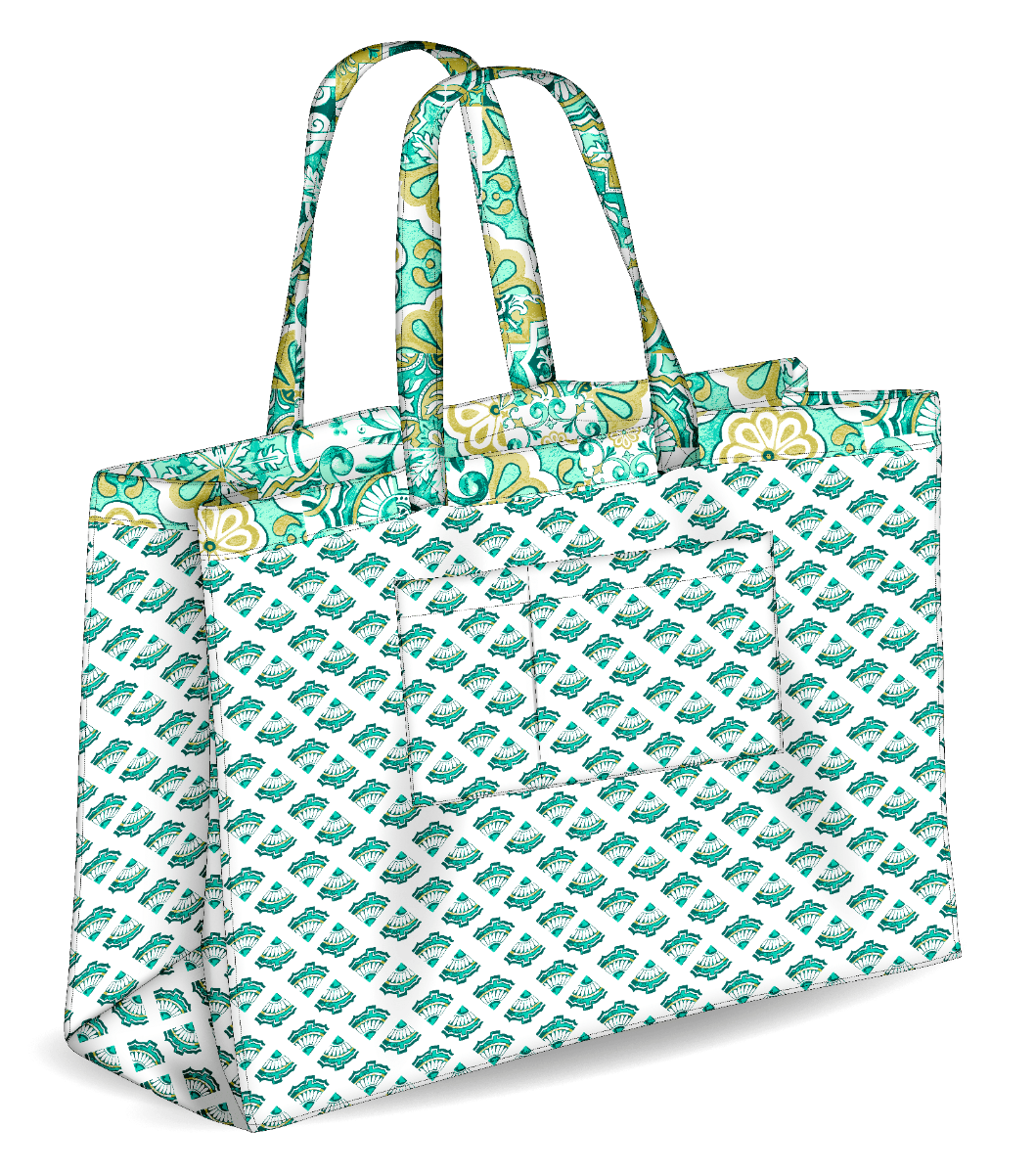 Colors Tote Sac de plage réversible, couleur verte
