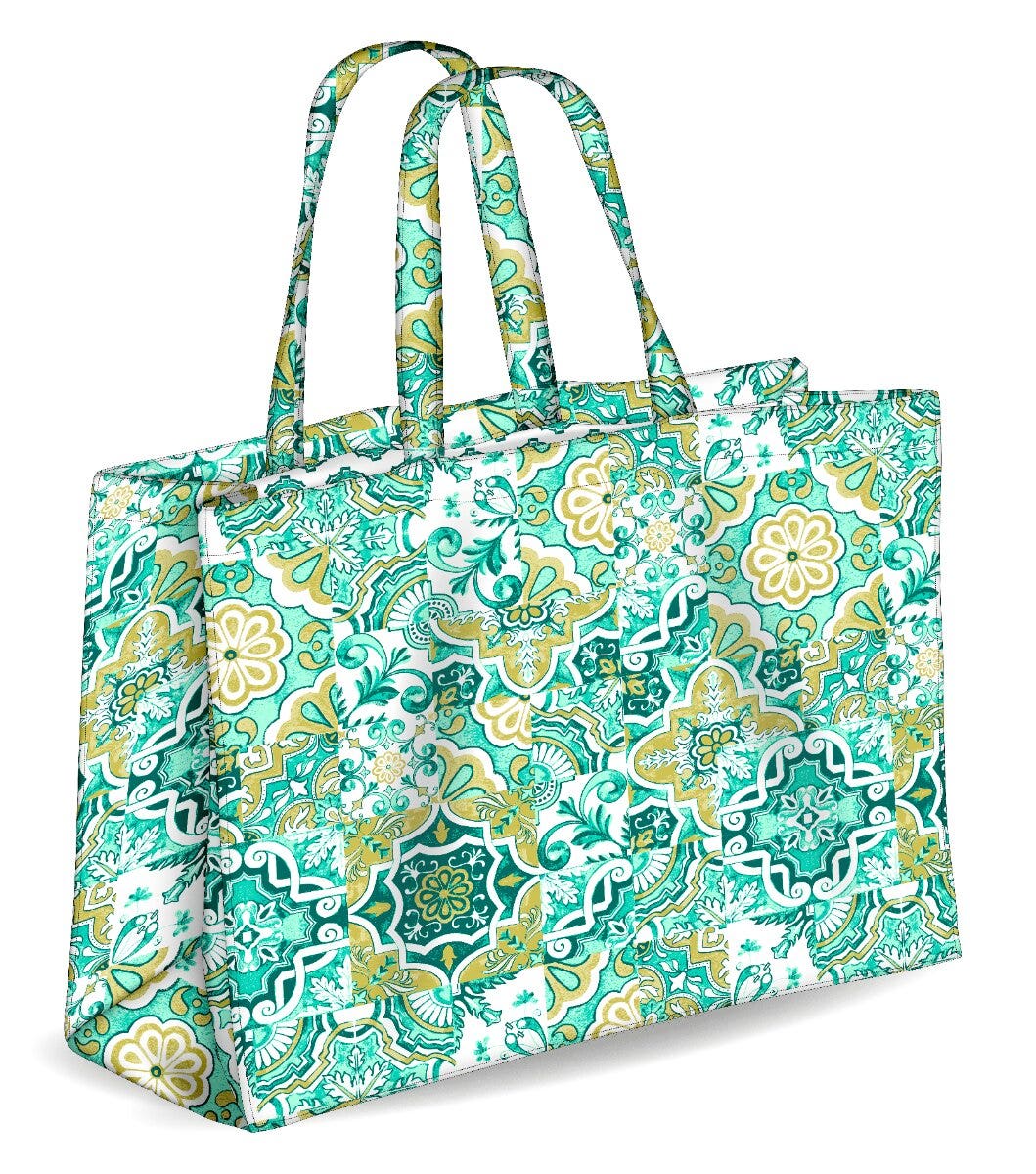 Colors Tote Sac de plage réversible, couleur verte
