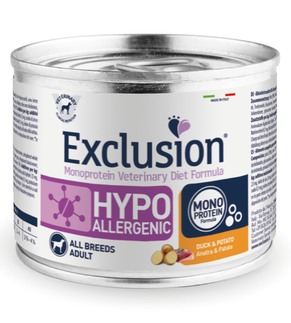 Exclusion Veterinary Diet Formule Hypoallergénique pour Chiens Canard/Pommes de terre Boîte de 200 g