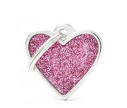 Médaille personnalisée pour chiens et chats, cœur rose avec paillettes, petite taille