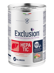 Exclusion Veterinary Diet Hepatic Porc, Riz et Pois pour Chiens Adultes, Boîte de 400 g