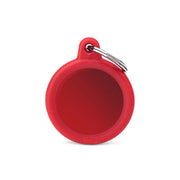 Médaille personnalisée pour chiens et chats, cercle en aluminium rouge avec caoutchouc