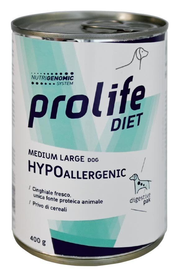 Prolife Dog Diet Wet Hypoallergenic Nourriture humide pour chiens de taille moyenne/grande Boîte de 400 g