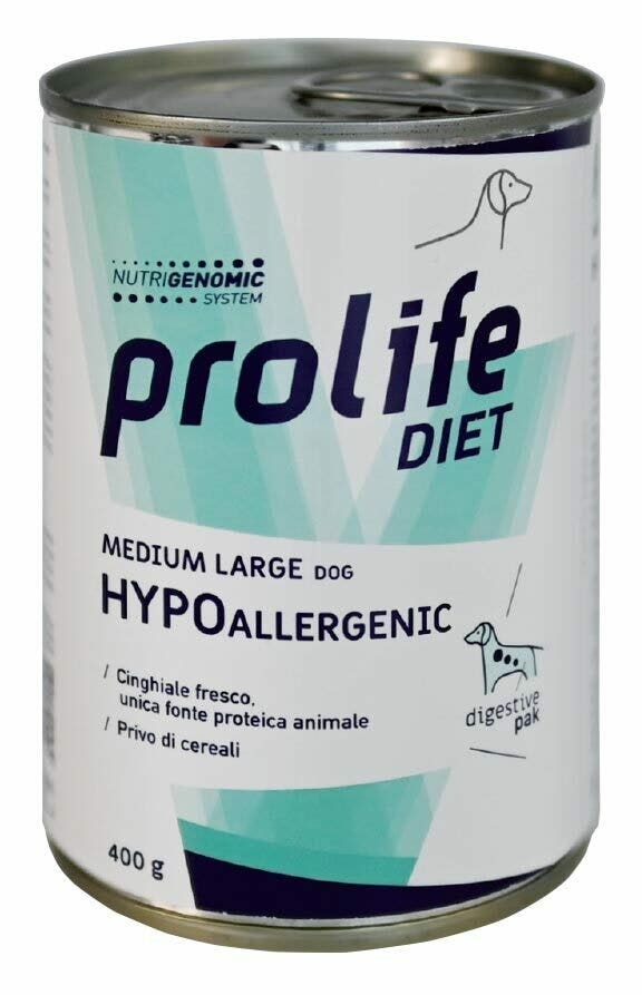 Prolife Dog Diet Wet Hypoallergenic Cibo Umido Per Cani Taglia Media/Grande Lattina 400g