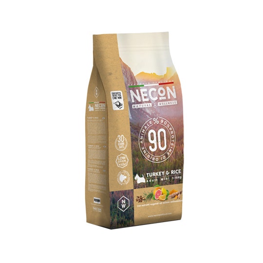 Necon NW Croquettes pour chiens de petite taille à la dinde et au riz, sac de 2 kg