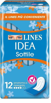 Lines Idea Sottile, absorbants anatomiques pliés, 12 pièces