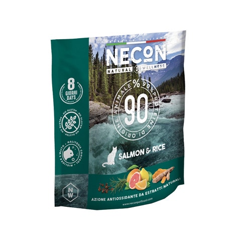 Necon NW Croquettes pour chat adulte au saumon et au riz 400 g