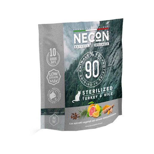 Necon NW Croquettes pour chat stérilisé à la dinde et au riz 400 g