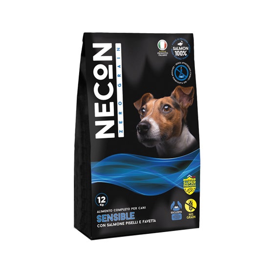 Necon Sans Céréales, Protéine Animale Unique, Chien Sensible, Saumon et Fèves, Sac de 3 kg