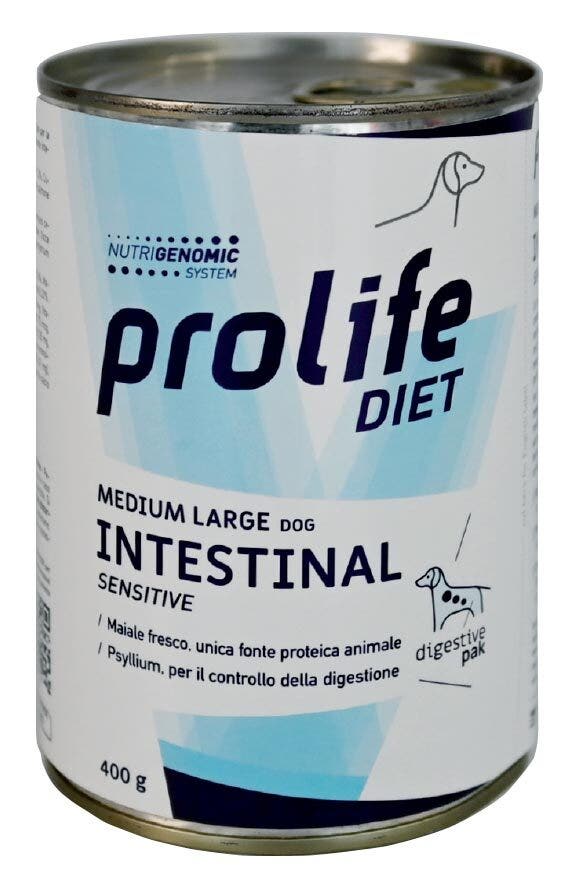 Prolife Diet Dog Intestinal Sensitive Nourriture humide pour chiens de taille moyenne/grande Boîte de 400 g