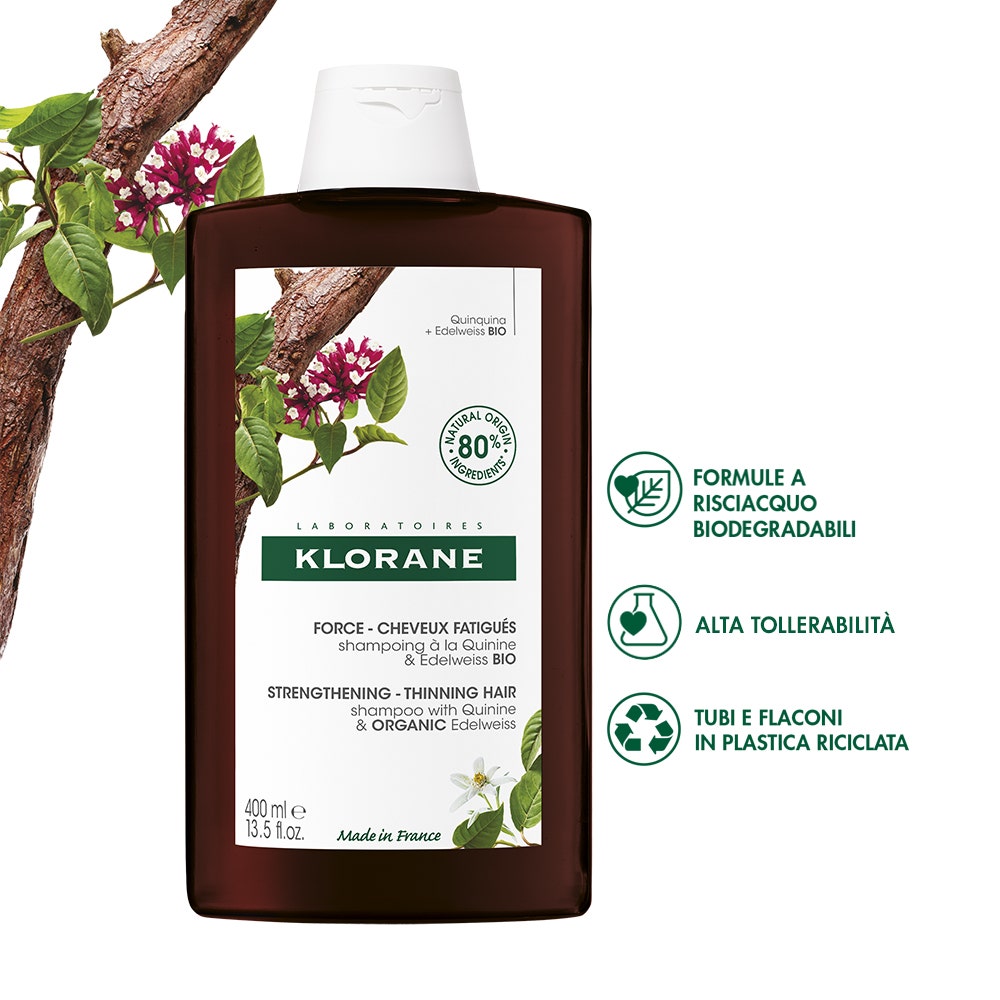 Klorane Shampoo Alla Chinina E Stella Alpina Bio Caduta Capelli 400ml