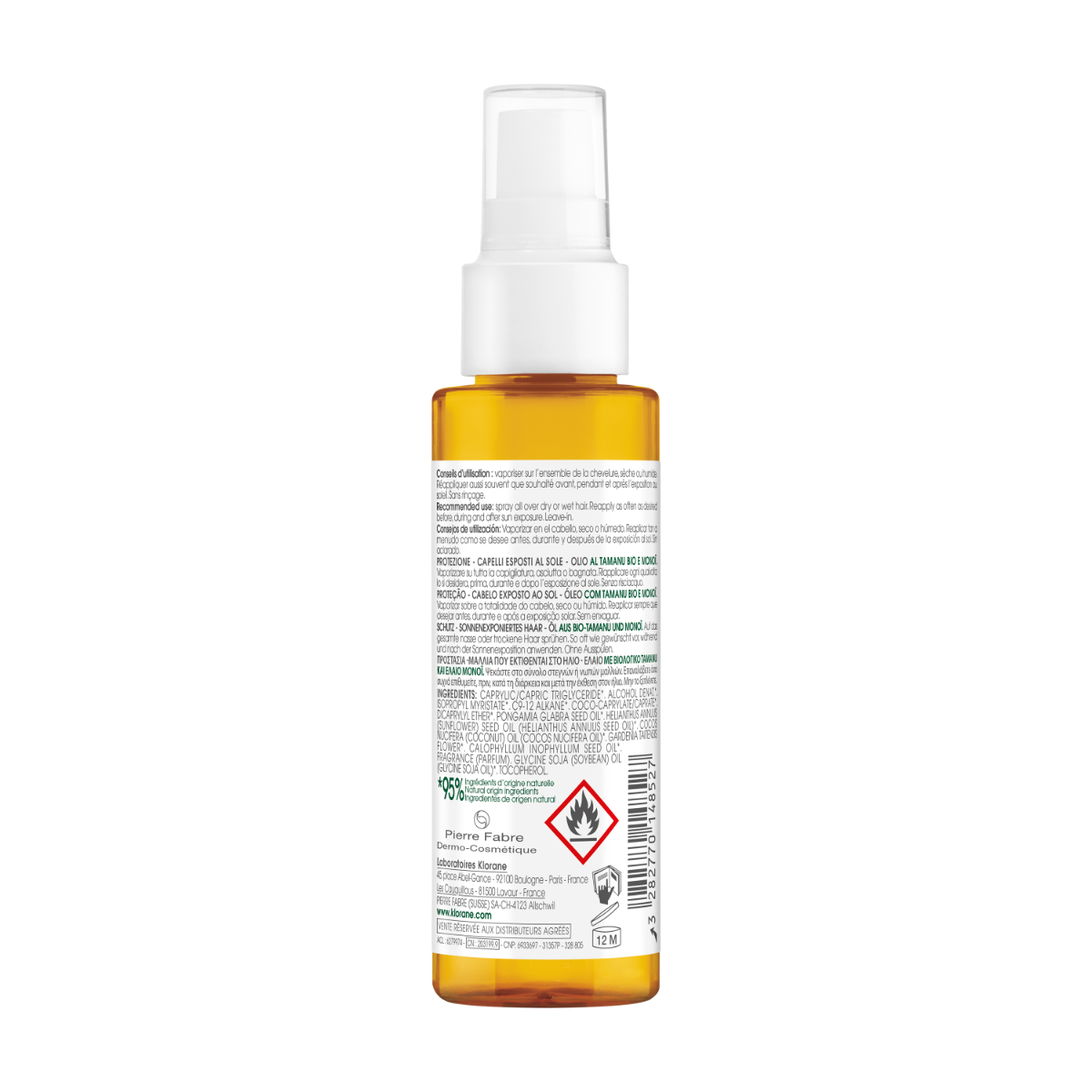 Klorane Olio al Tamanu Bio E Monoï 100ml