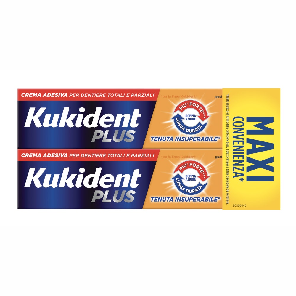 Kukident Plus Double Action 2x65 g : Adhésif pour prothèses dentaire efficace