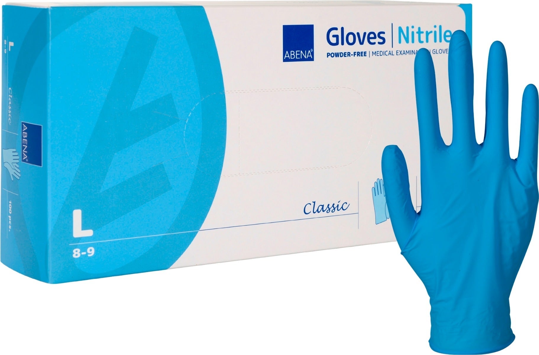 Abena Gant en nitrile bleu non poudré taille L - 100 pièces