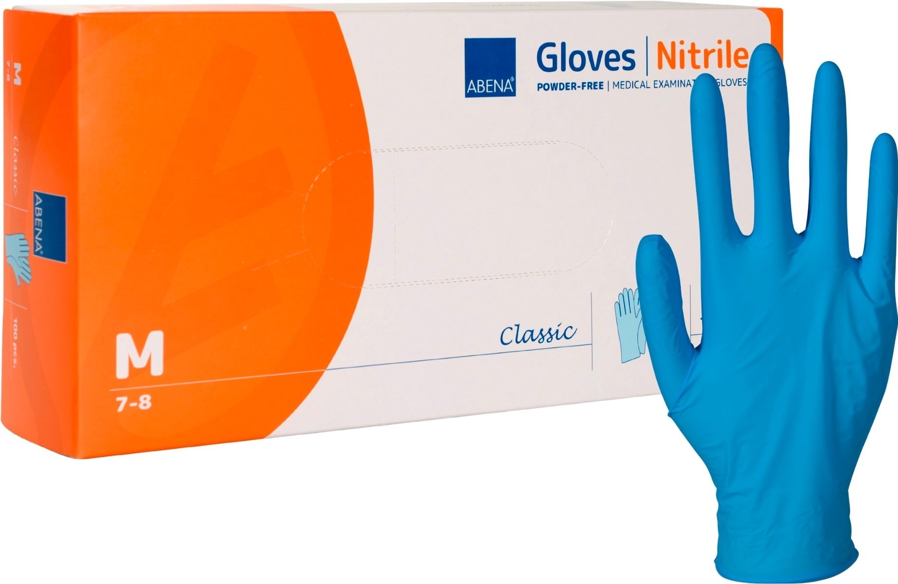 Abena Gant en nitrile bleu M 100 pièces sans poudre