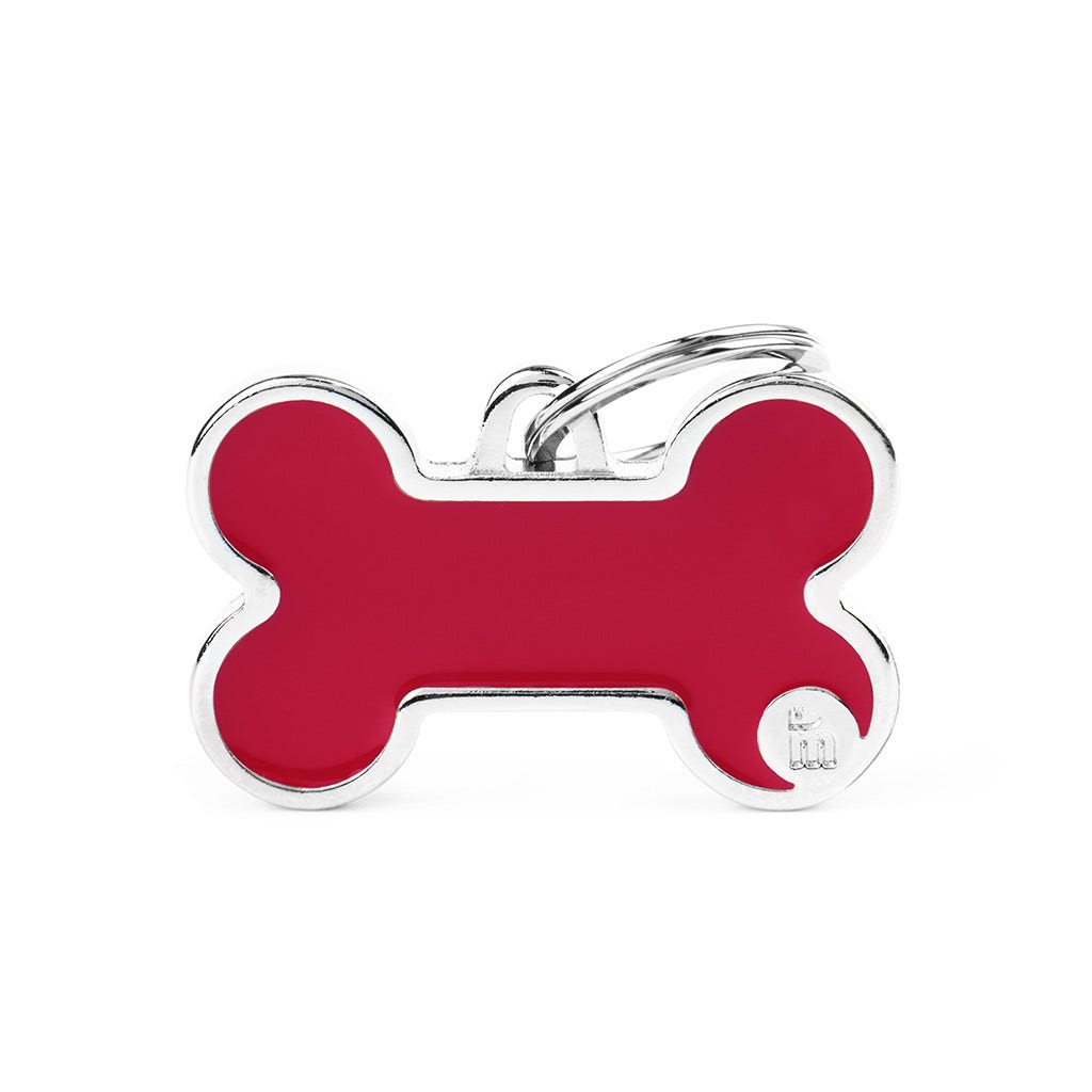 Médaille personnalisée pour chiens et chats en forme d'os rouge