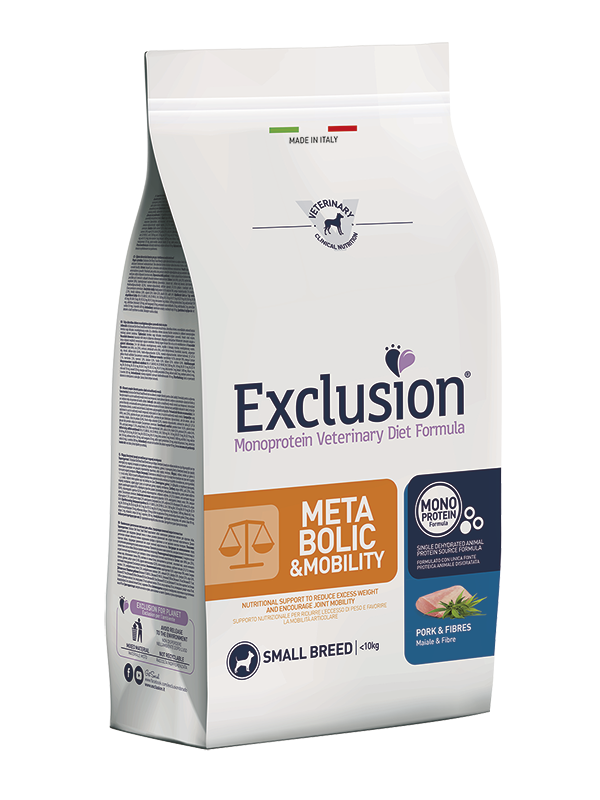 Exclusion Monoprotein Veterinary Diet Formula Metabolic/Mobility Croquettes au porc et aux fibres, taille Small, sac de 7 kg