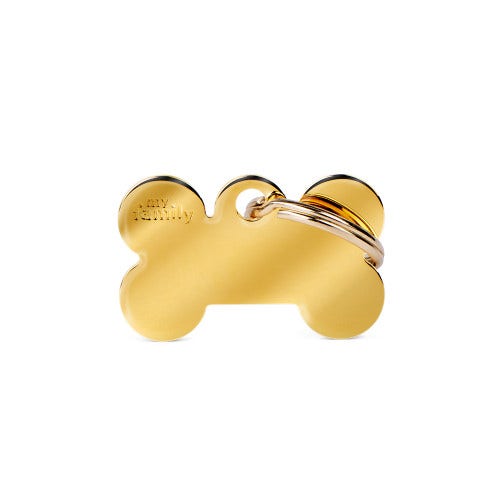 Médaille personnalisée pour chiens et chats en forme d'os doré, petite taille