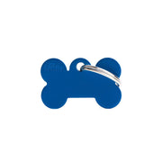 Médaille personnalisée pour chiens et chats en forme d'os en aluminium bleu, petite taille