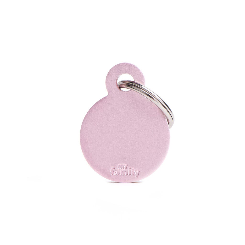 Médaille personnalisée pour chiens et chats, cercle en aluminium rose, petite taille