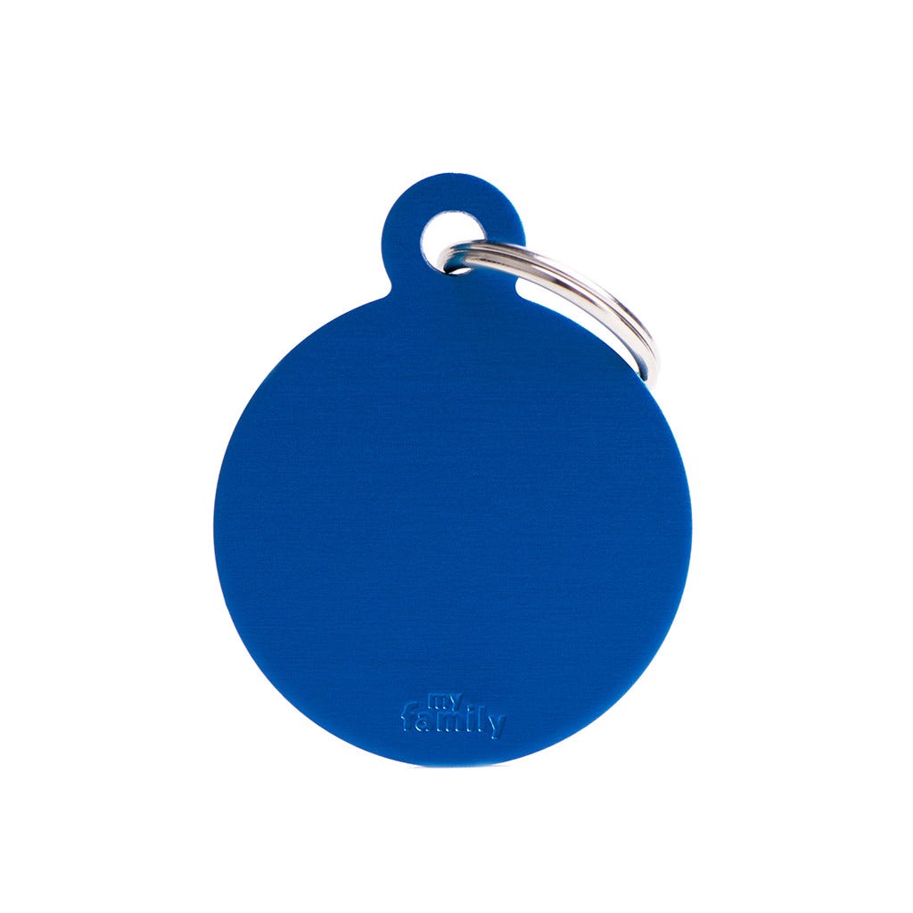 Médaille personnalisée pour chiens et chats, cercle en aluminium bleu, grande taille