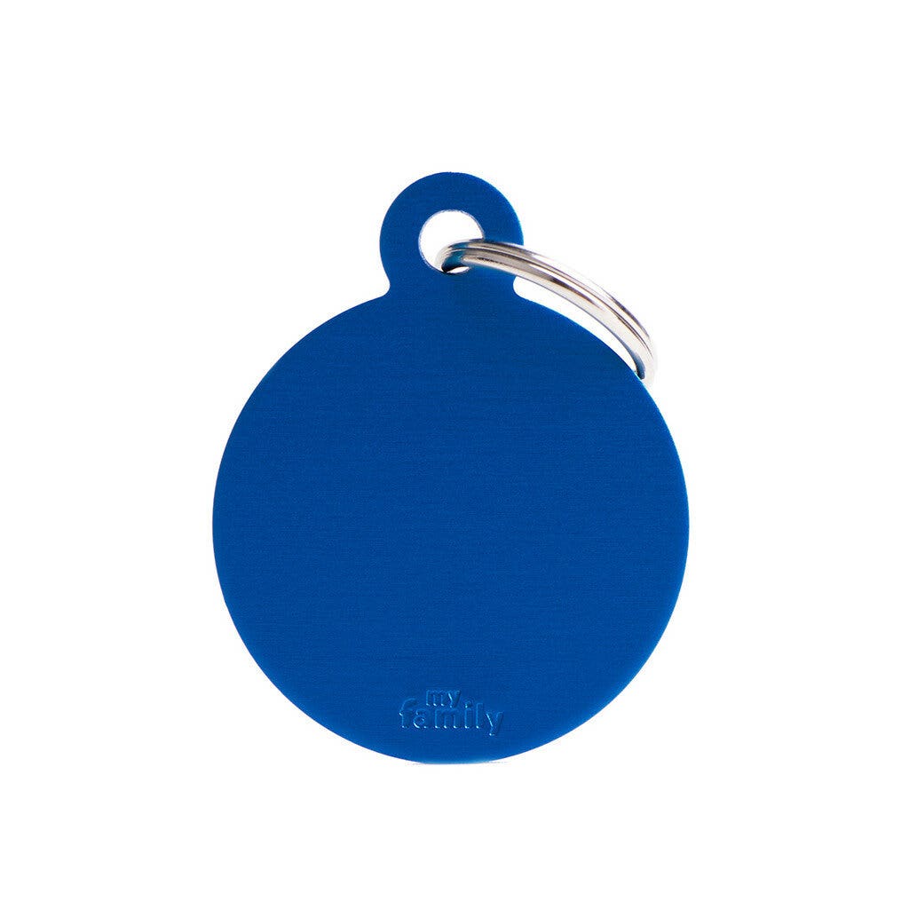 Médaille personnalisée pour chiens et chats, cercle en aluminium bleu, grande taille