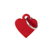 Médaille personnalisée pour chiens et chats en aluminium rouge, forme cœur, petite taille
