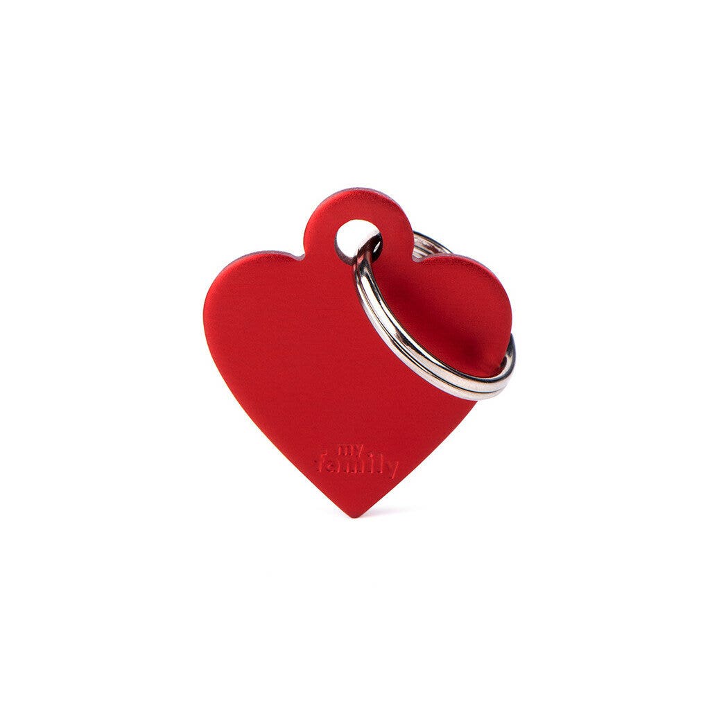 Médaille personnalisée pour chiens et chats en aluminium rouge, forme cœur, petite taille
