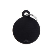 Médaille personnalisée pour chiens et chats, forme cercle, en aluminium noir, grande taille