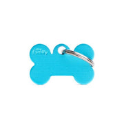 Médaille personnalisée pour chiens et chats en forme d'os en aluminium bleu clair, petite taille