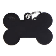 Médaille personnalisée pour chiens et chats en forme d'os en aluminium noir, taille XL
