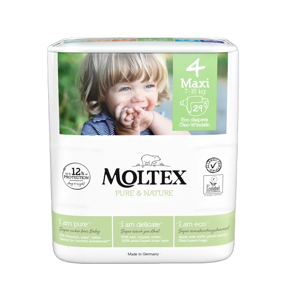 Couches Moltex Pure&Nature Taille 4 Maxi 29 pièces 7/18 kg