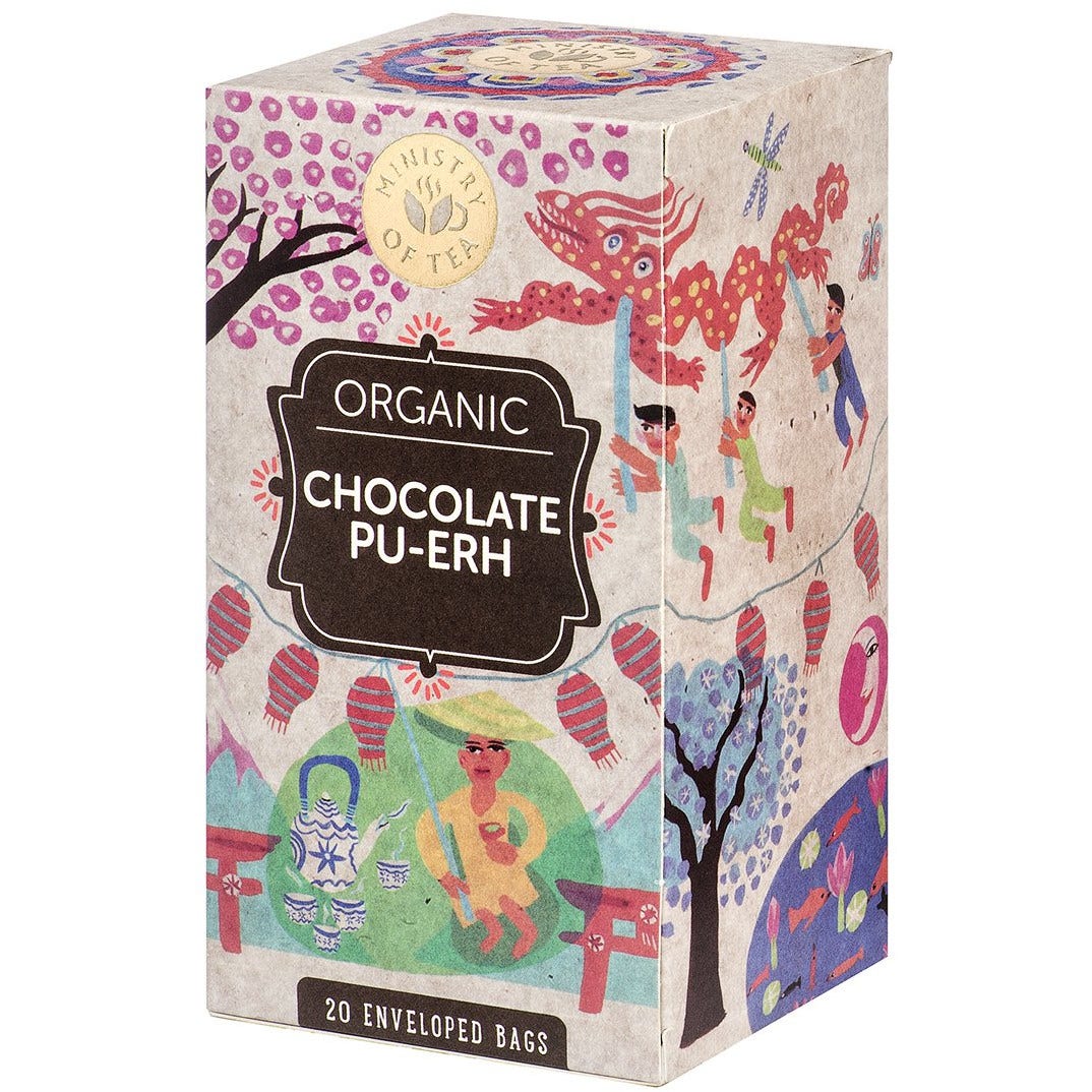 Ministry Of Tea Thé noir bio Pu-Erh au chocolat, 20 sachets