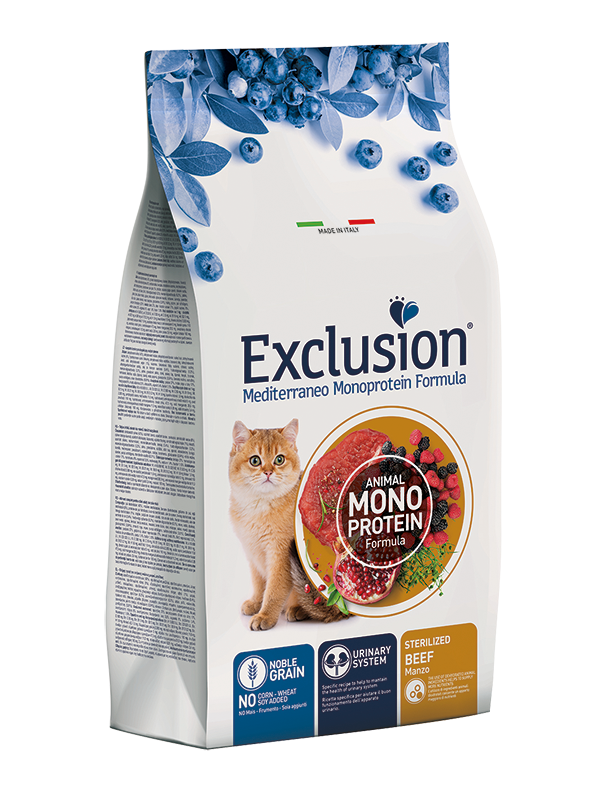 Exclusion Mediterraneo Noble Graincat Bœuf Croquettes pour chats stérilisés Sac de 12 kg