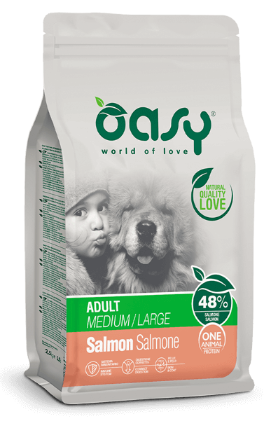 Oasy Dry Monoprotéique Croquettes au Saumon pour Chiens de Taille Moyenne/Grande Sac de 12 kg
