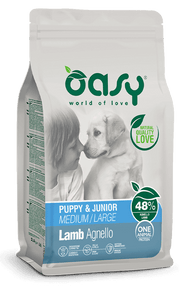 Oasy Dry Monoproteico Croquettes à l'agneau pour chiots de taille moyenne/grande, sac de 12 kg
