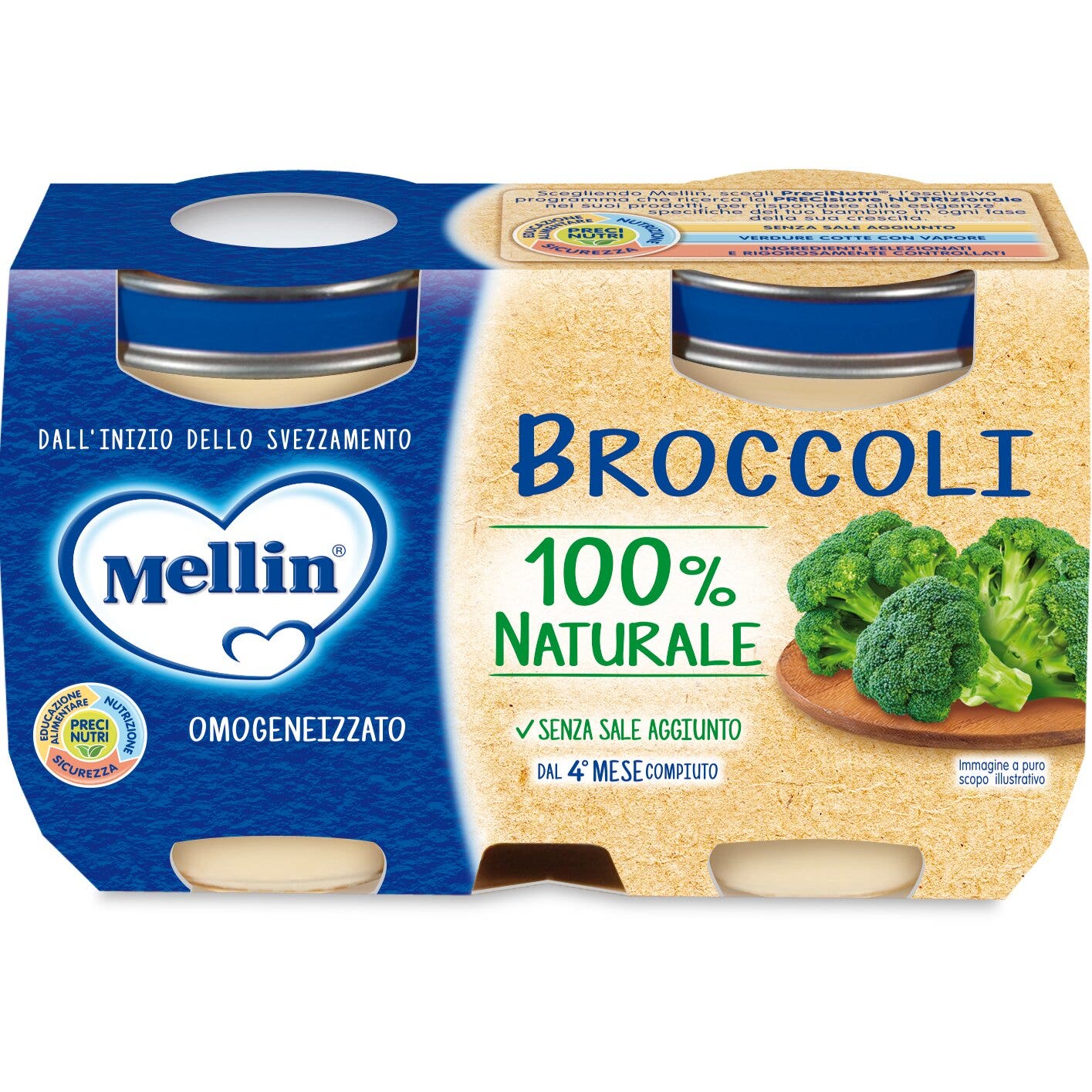 Mellin Omogeneizzato Broccoli 2x125g 4Mesi+