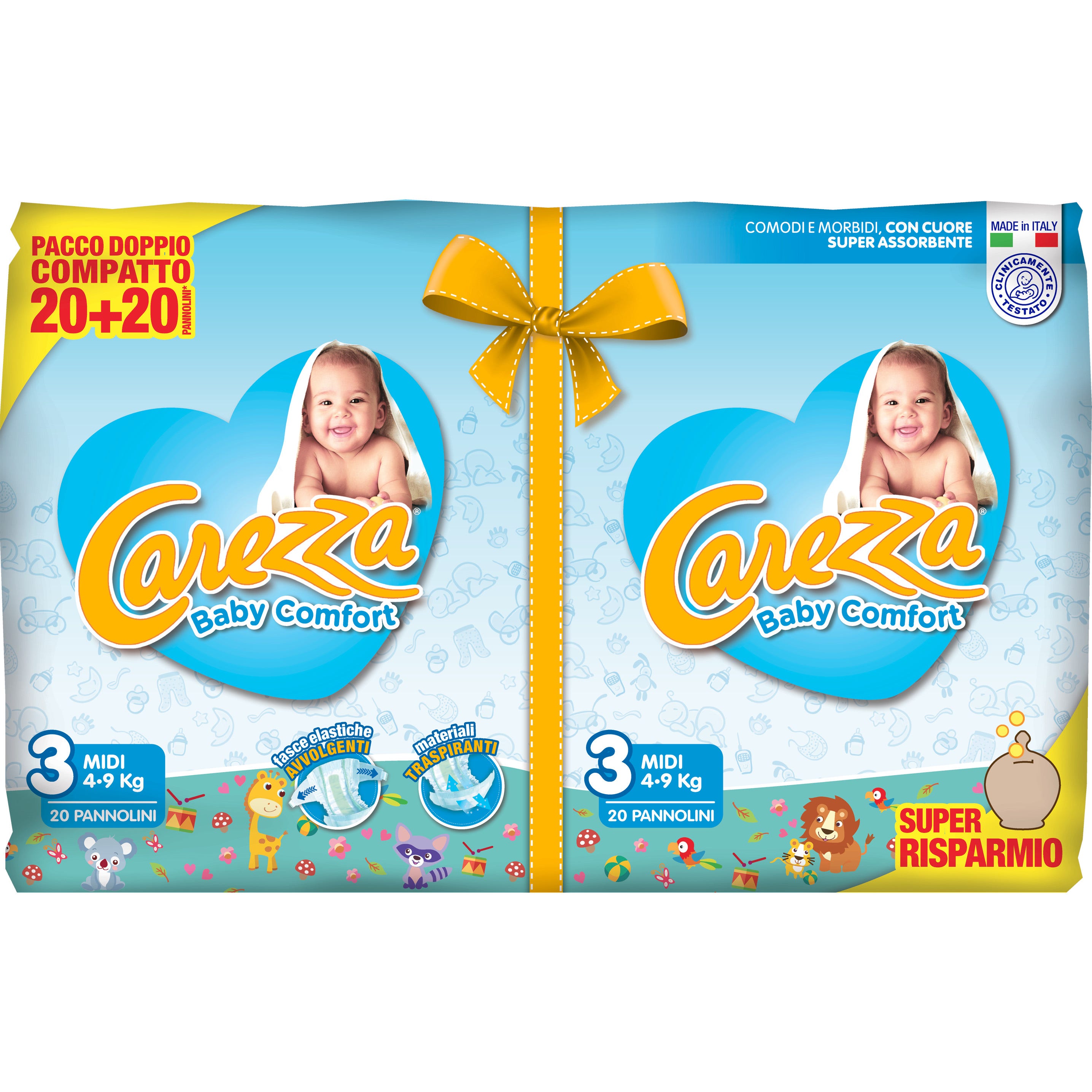 Couches Carezza Baby Comfort Midi 4-9 kg, 40 pièces