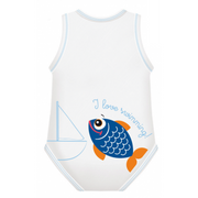 J Bimbi Body Neonato Senza Maniche In Cotone Bio 0-36 Mesi Pesce Blu