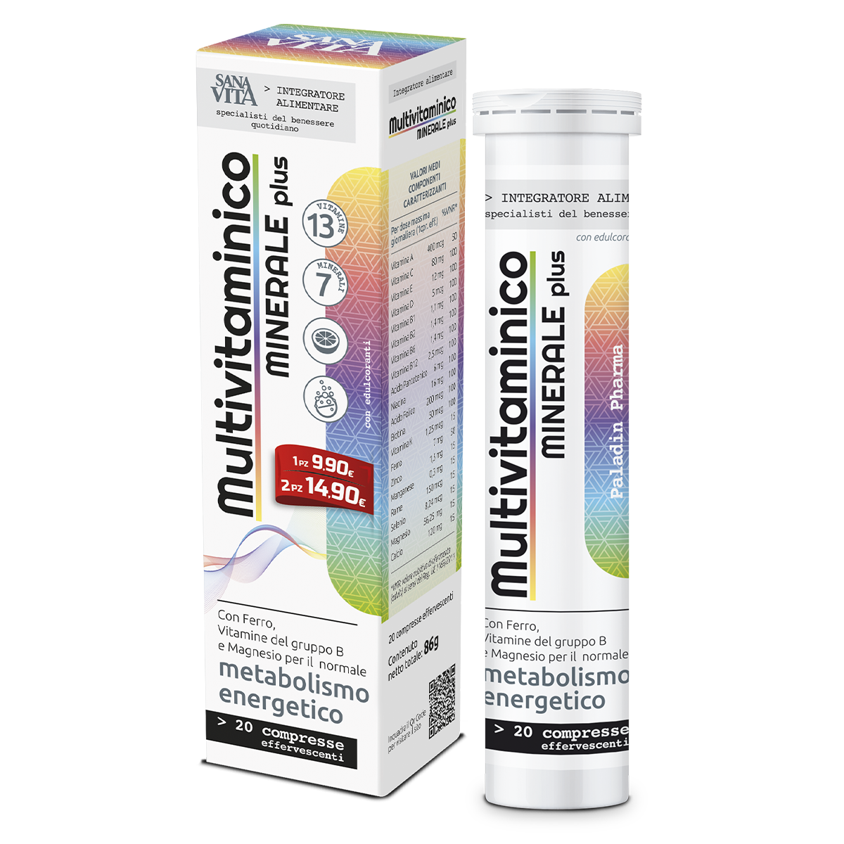 Sanavita Multivitamines et minéraux effervescents 20 comprimés