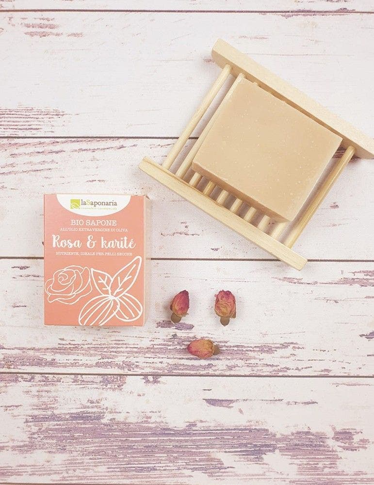 La Saponaria Bio Sapone Rosa/Burro Di Karitè 100g