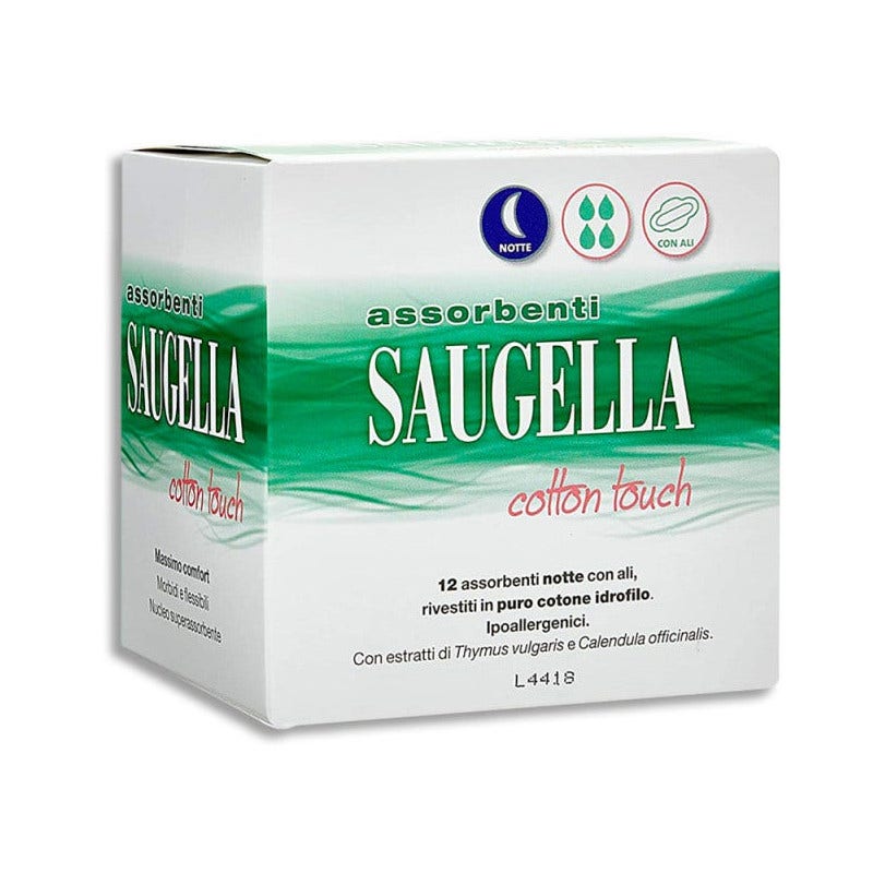 Saugella Serviettes hygiéniques Cotton Touch Nuit 12 pièces