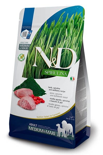 Farmina N&D Dog Medium & Maxi Spiruline Agneau pour chiens adultes 2 kg