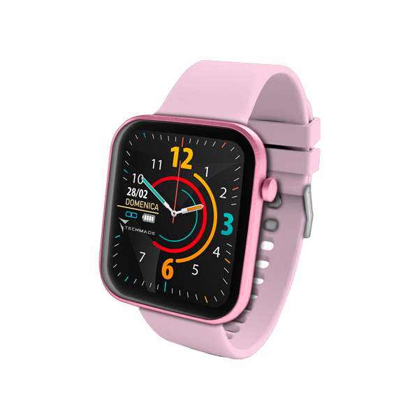 Techmade Have Smartwatch avec cadre en aluminium 1,68 pouces rose