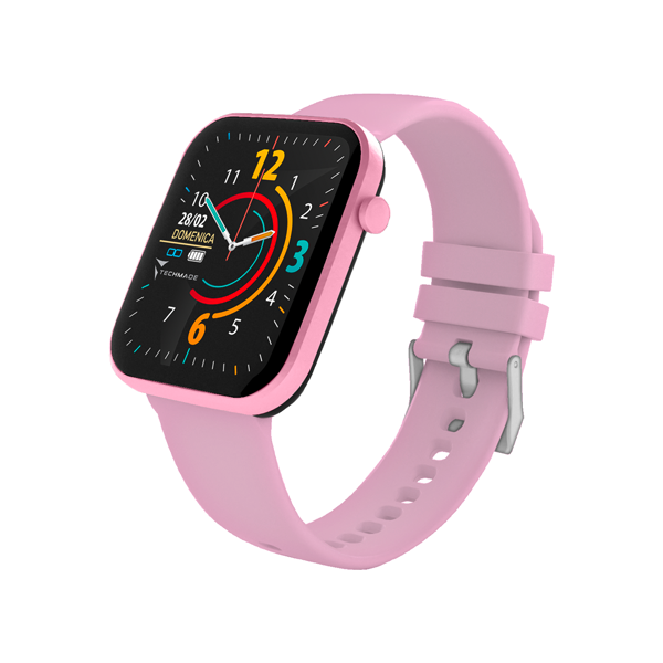Techmade Have Smartwatch avec cadre en aluminium 1,68 pouces rose