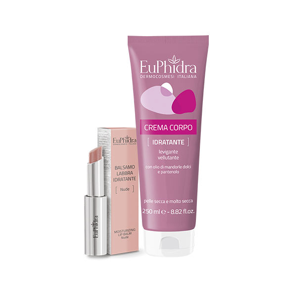 Euphidra Kit Un Tè A Jodhpur Balsamo Labbra Idratante + Crema Corpo Idratante 250ml